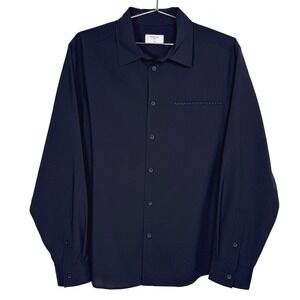 Percival Mens Navy Button Down Long Sleeve Shirt Large‎